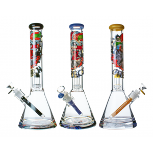16" 12mm Cheech Glass "DO YOU LIKE TO PLAY GAME" ? Clown Decal Beaker [CA-058]